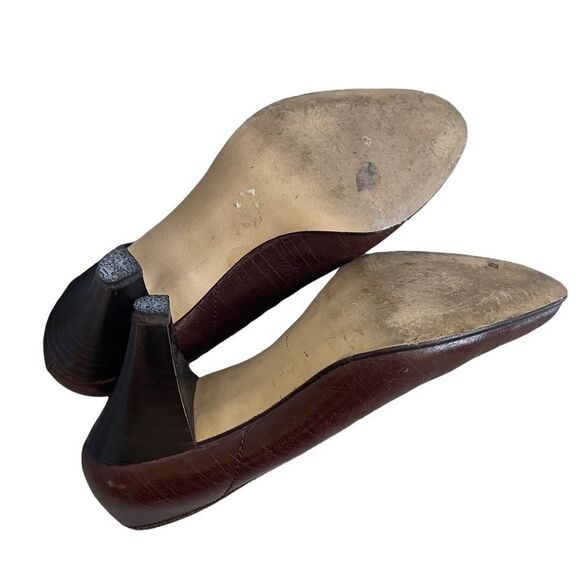 Bandolino Vintage Brown Leather Slip-On Pumps Shoes Heels Made In Italy 7 - Picture 6 of 12